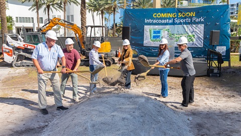 Elected Officials holding shovels during groundbreaking.