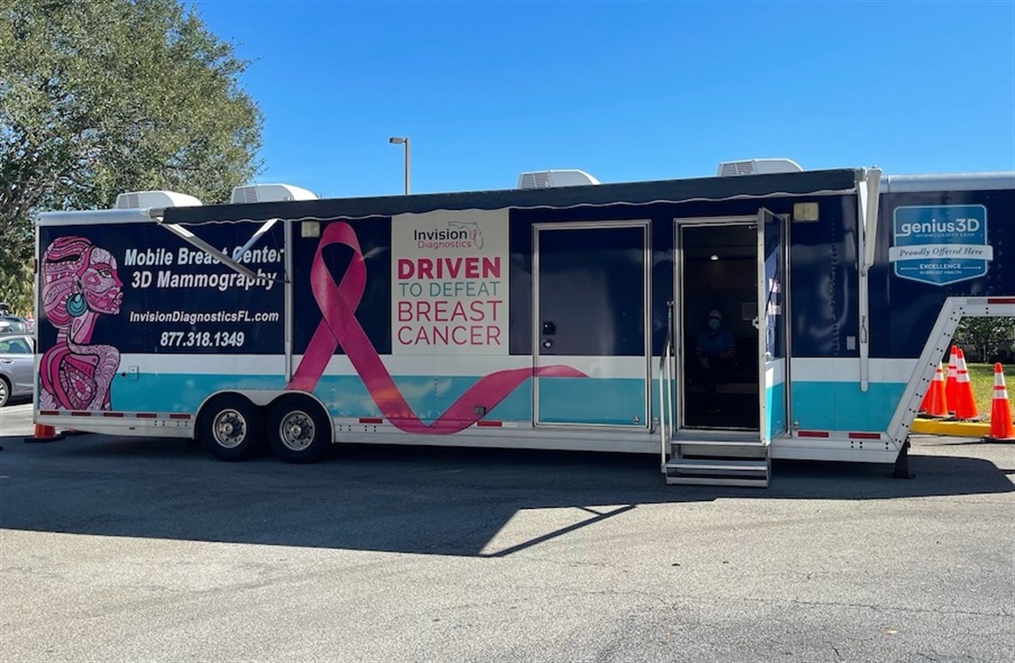 Mobile Mammogram Bus that reads 