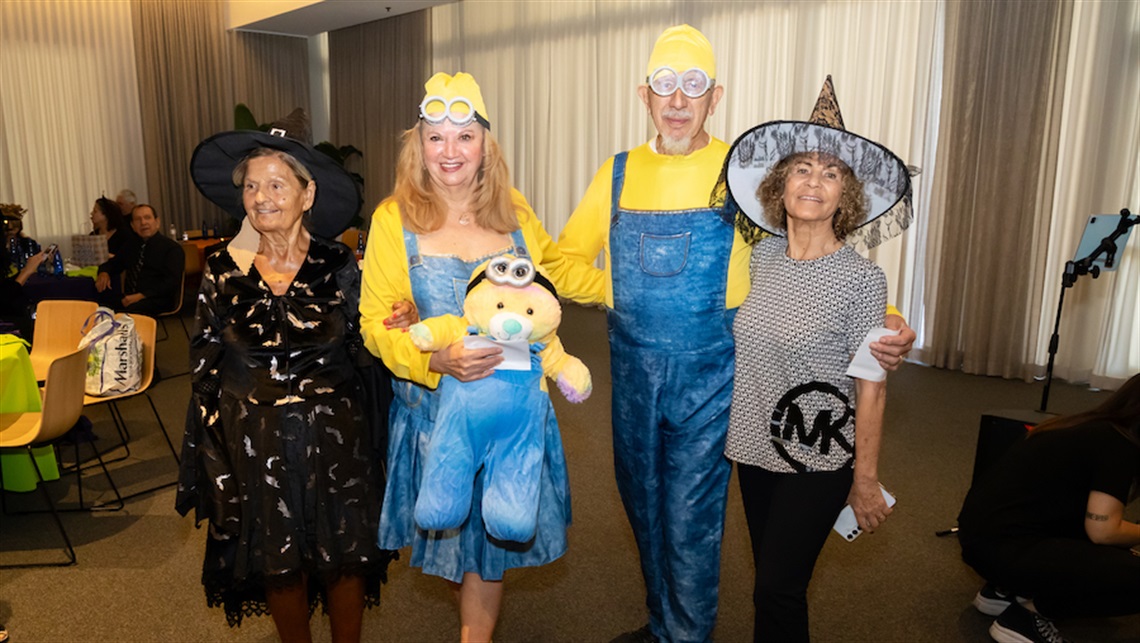 Seniors in costumes at Halloween Party
